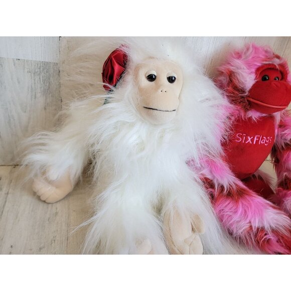 Plush monkey stuffed animal set pink white rose valentine day - Picture 3 of 9